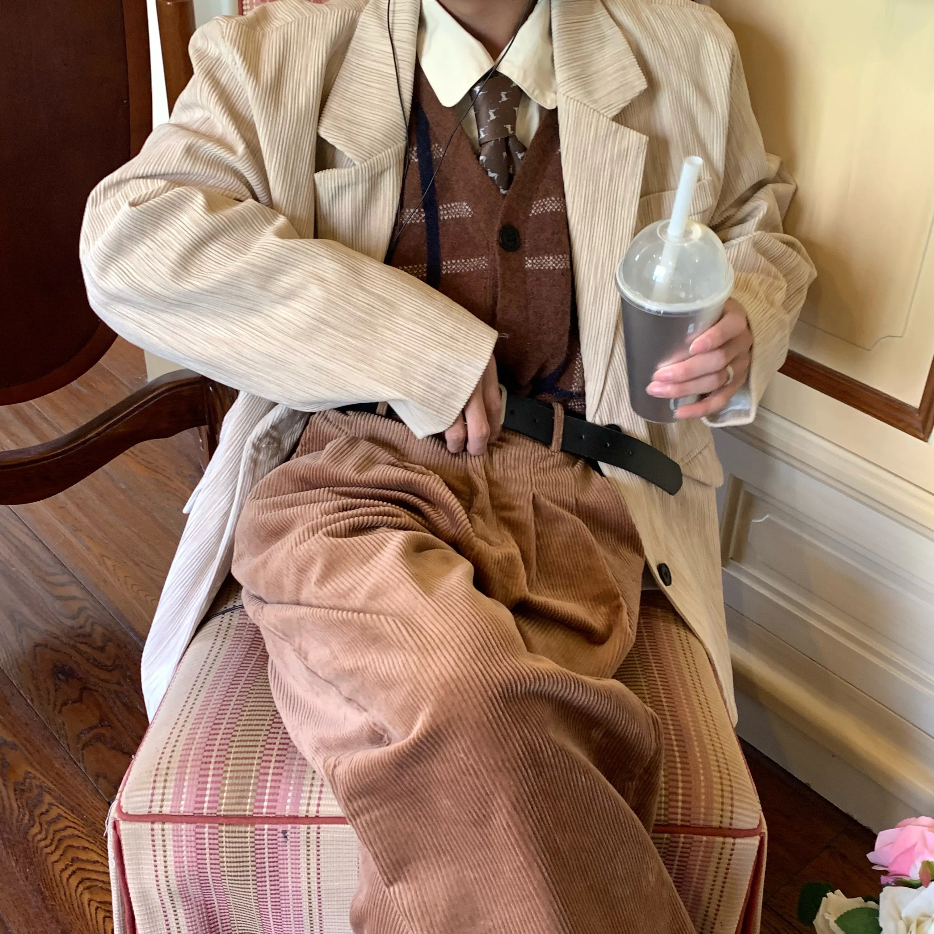 Apricot Corduroy Blazer