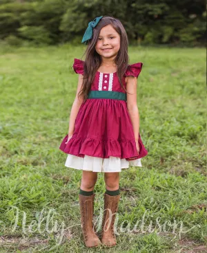 Burgundy Christmas Classic Alexandra Dress