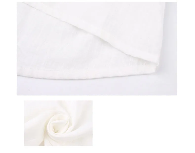 Embroidered V-neck Cotton and Linen Shirt T-shirt