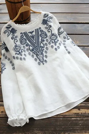 Embroidery Cozy Cotton Blouse