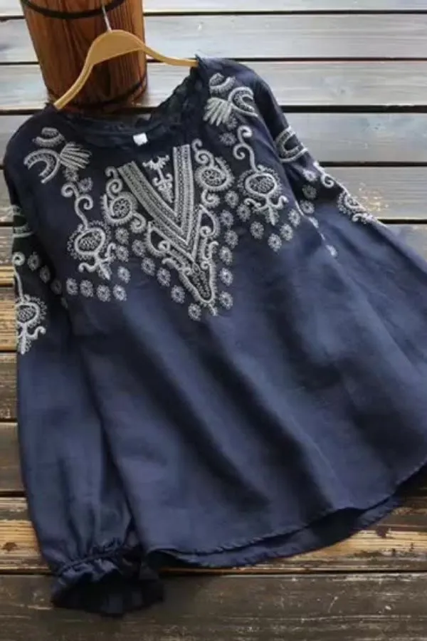 Embroidery Cozy Cotton Blouse