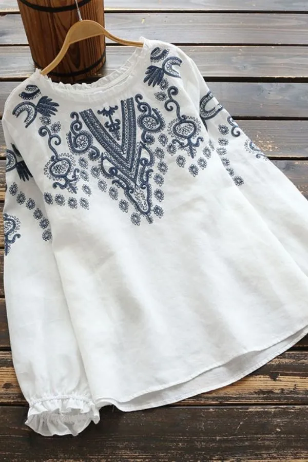 Embroidery Cozy Cotton Blouse