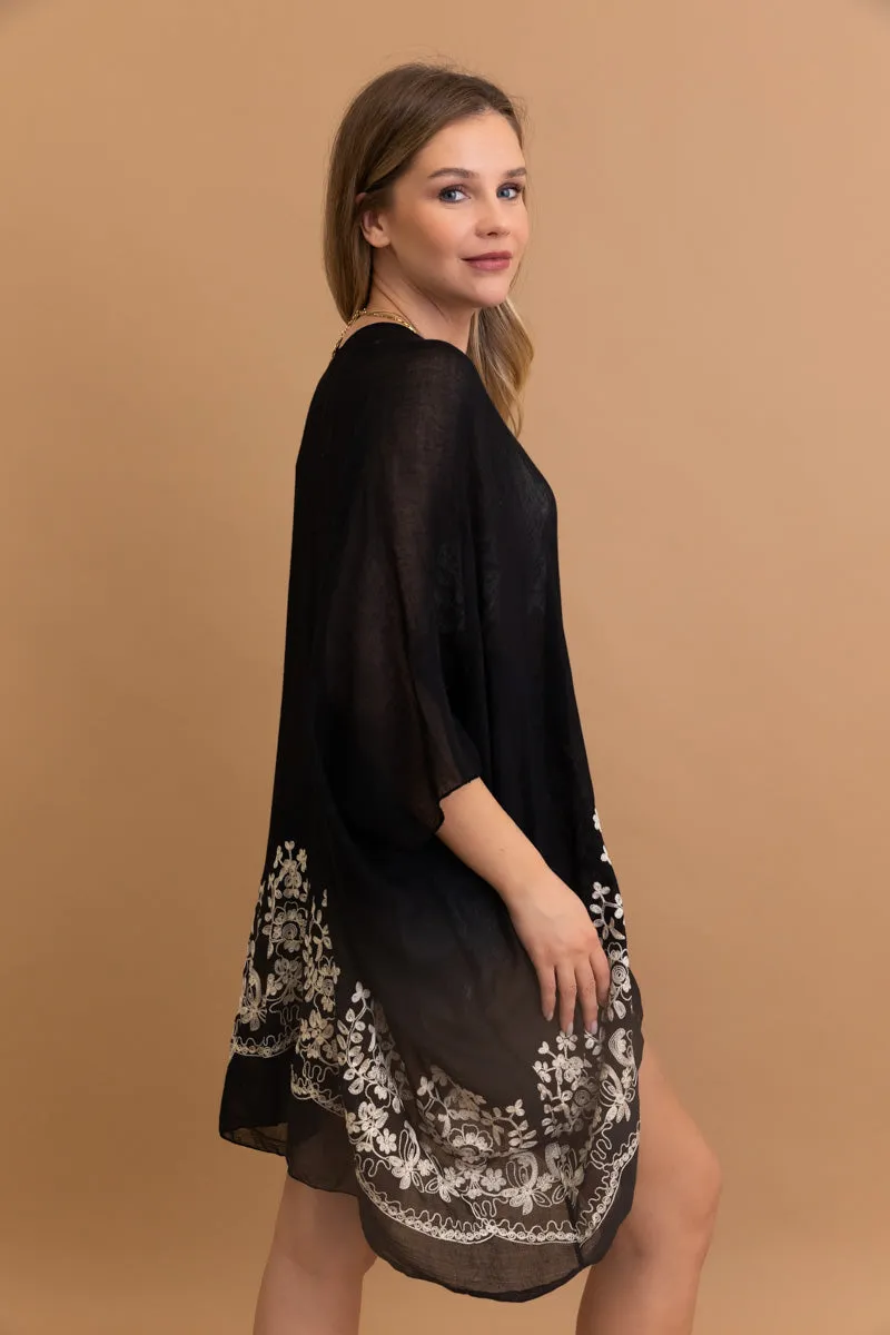 Enchanted Bloom Embroidered Kimono