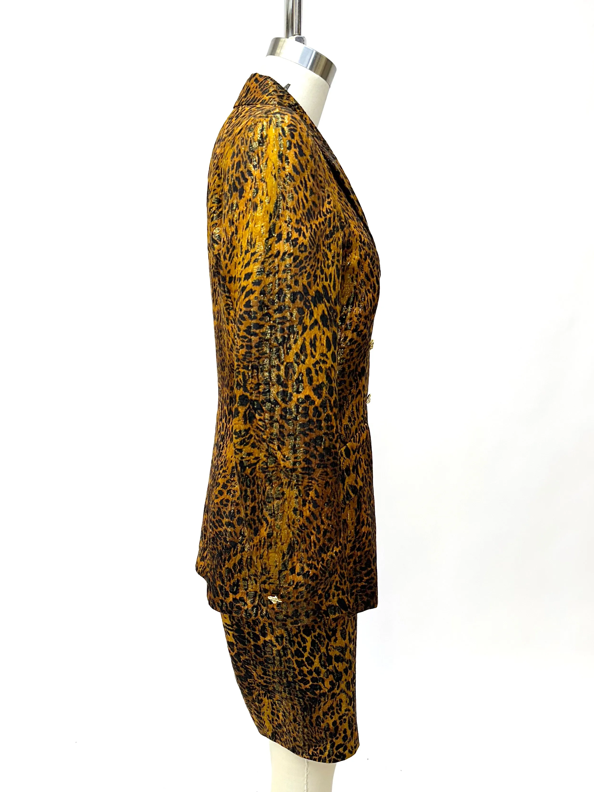 Escada Silk Lurex Animal Print Skirt Set
