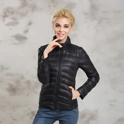 Fitaylor Spring Autumn Women Short Design Jackets Slim Casual Ultra Thin Coat Duck Down 90% Jacket Inverno Jaqueta Feminina