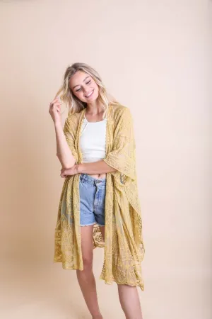 Floral Mandala Mesh Kimono
