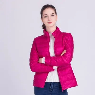 Ftlzz New Autumn Winter Women Ultra Light White Duck Down Jackets Candy Color Slim Short Design Warm Down Coats