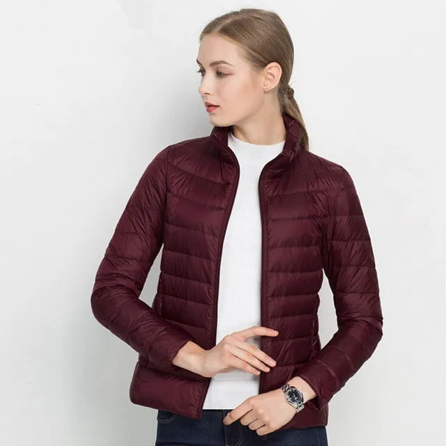 Johnature 2018 New Women Coat Autumn Winter 90% White Duck Down Jacket  16 Colors Warm Slim Zipper Fashion Light Down Coat S-3XL