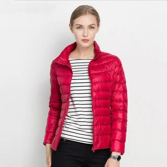 Johnature 2018 New Women Coat Autumn Winter 90% White Duck Down Jacket  16 Colors Warm Slim Zipper Fashion Light Down Coat S-3XL