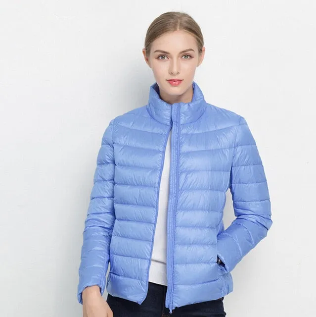 Johnature 2018 New Women Coat Autumn Winter 90% White Duck Down Jacket  16 Colors Warm Slim Zipper Fashion Light Down Coat S-3XL