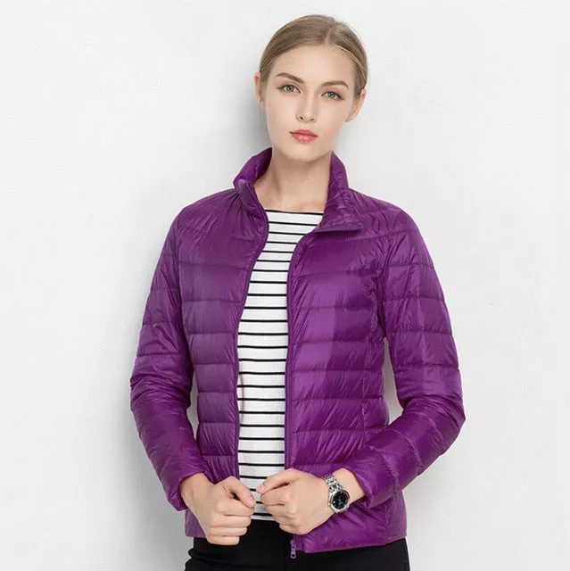 Johnature 2018 New Women Coat Autumn Winter 90% White Duck Down Jacket  16 Colors Warm Slim Zipper Fashion Light Down Coat S-3XL