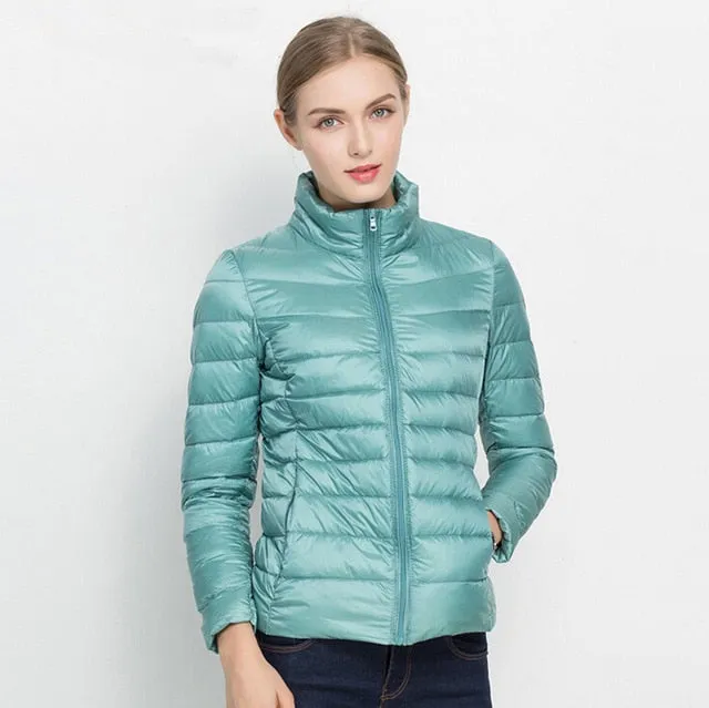 Johnature 2018 New Women Coat Autumn Winter 90% White Duck Down Jacket  16 Colors Warm Slim Zipper Fashion Light Down Coat S-3XL