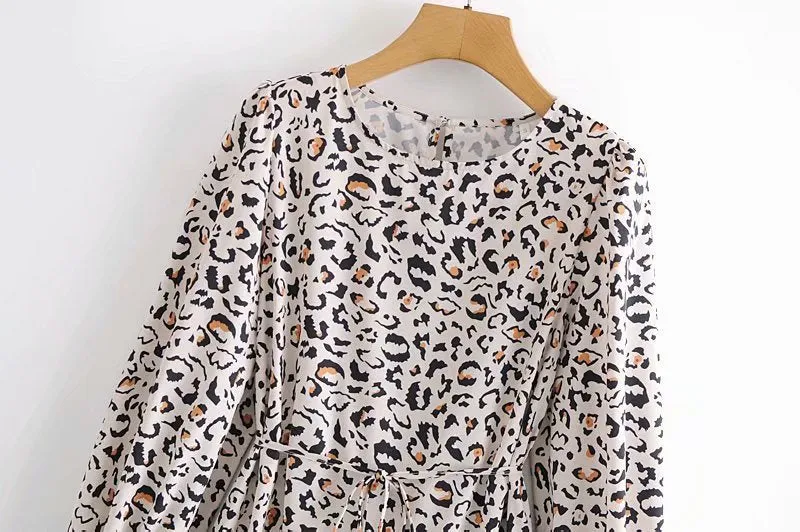 Lace-up Elastic Sleeve Ruffled Floral Mini Dresses