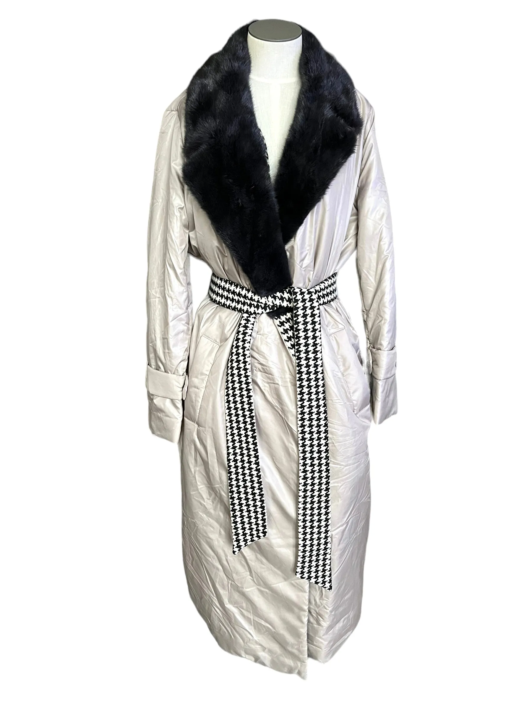 Levinson Fur & Leather Size 42 Beige Puffer Fur Coat