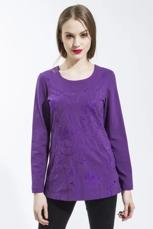Lotus Long Sleeve T Shirt (Purple) Style 10823