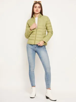Madame Quilted Zip Mint Green Puffer Jacket