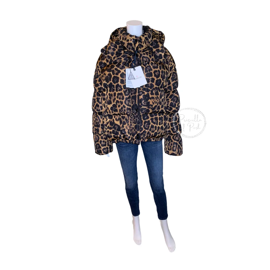 NWT Moncler Caille Leopard Down Puffer Jacket