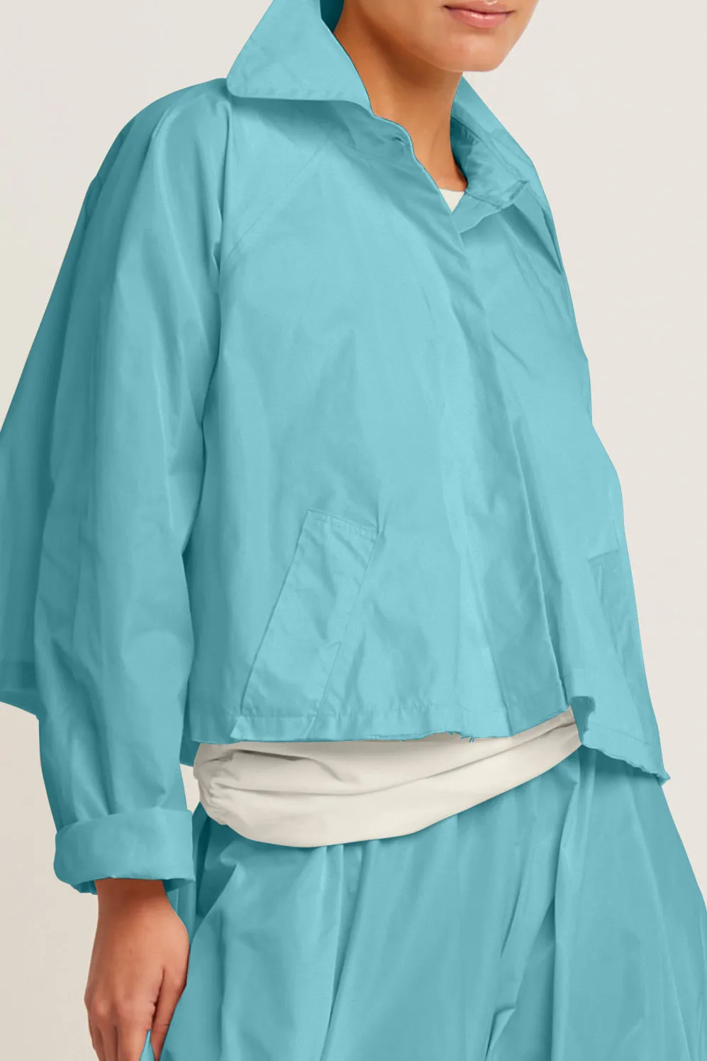 Nylon Cropped Swing Jacket