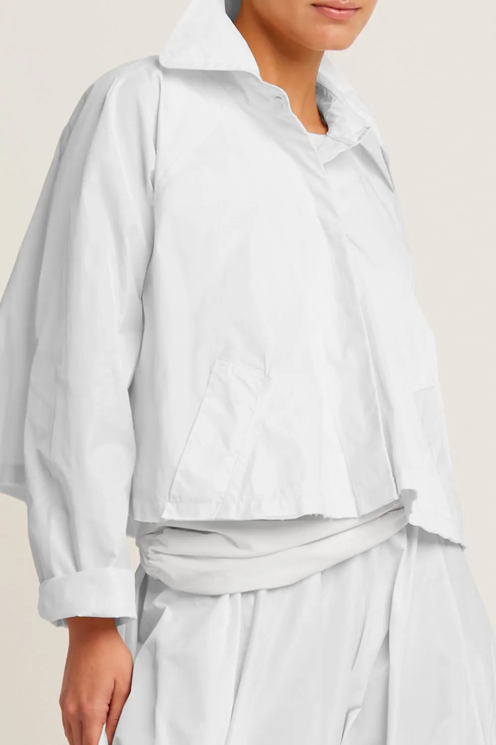 Nylon Cropped Swing Jacket