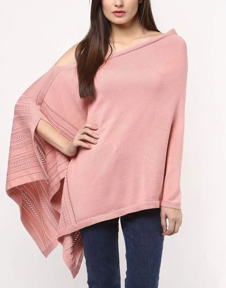 Pointelle Knitted Poncho