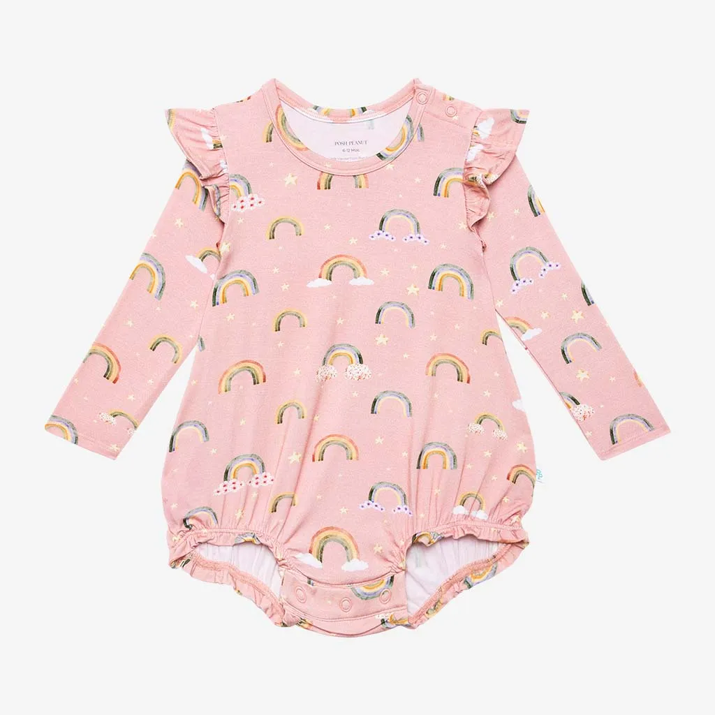 Posh Peanut Shay L/S Ruffled Bubble Romper