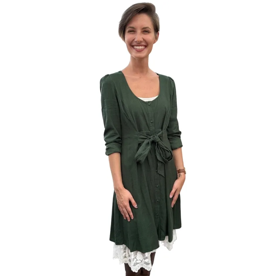Promesa Burgundy Scoop Neck Puff-Sleeve Ruffled Mini Dress HDE8359-BURG