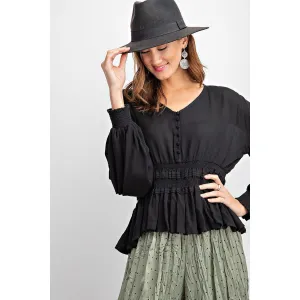 Ruffled Feathers Top in Black