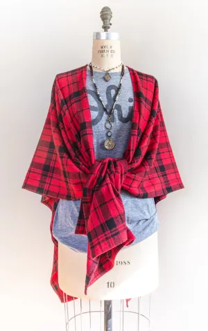 Scarlet Plaid Flannel Kimono