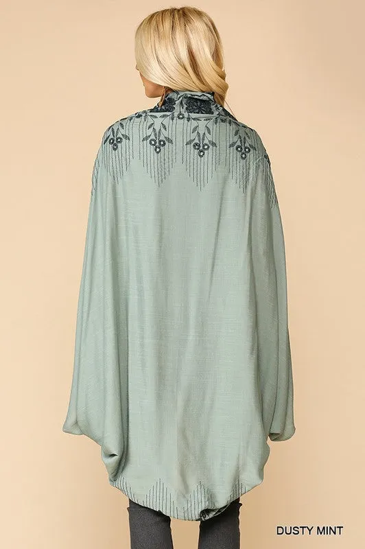 SHIRA EMBROIDERED COCOON KIMONO MINT