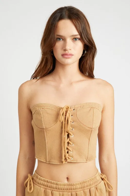 Strapless Bustier Top French Terry