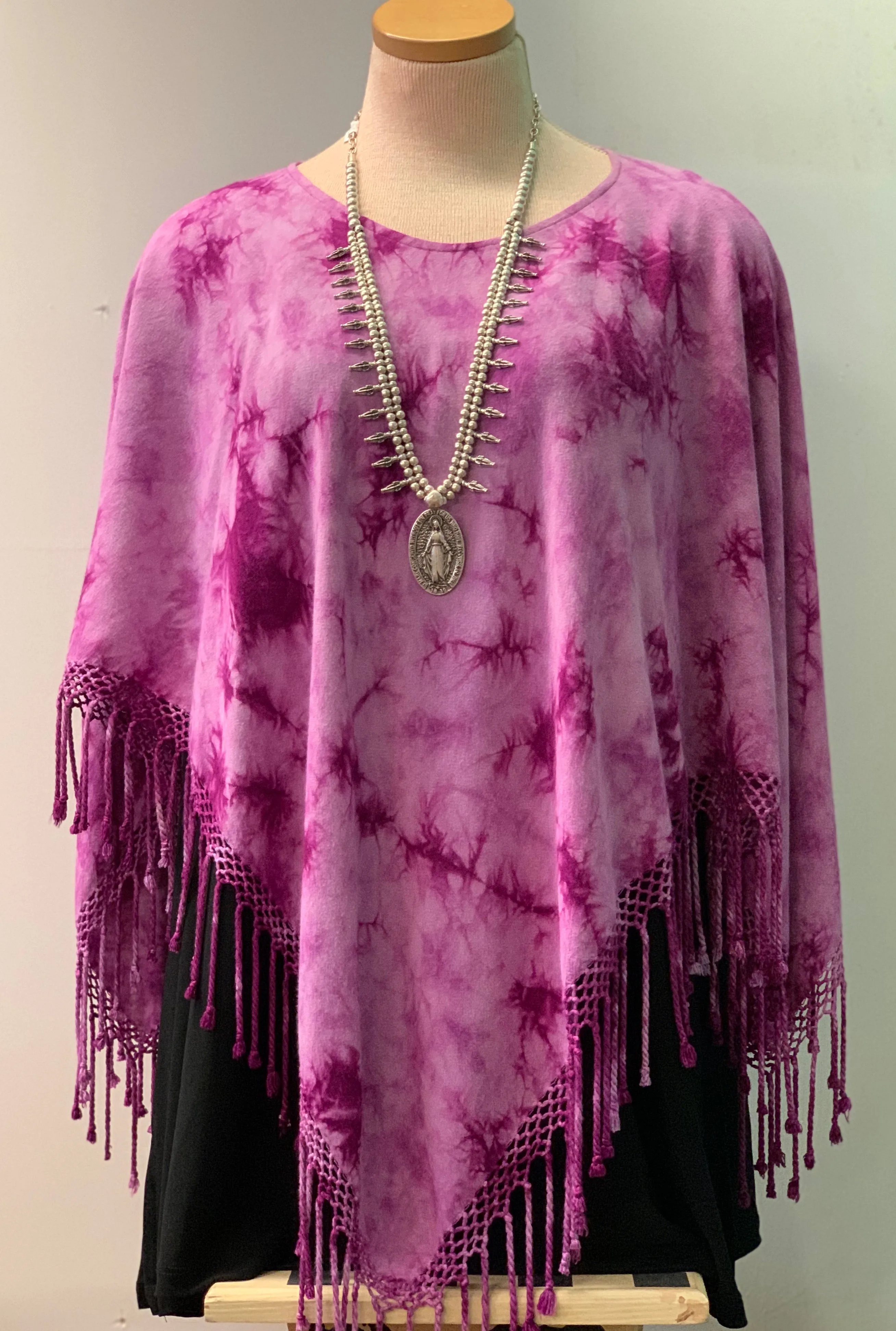 Tie Dye Fringed Ponchos