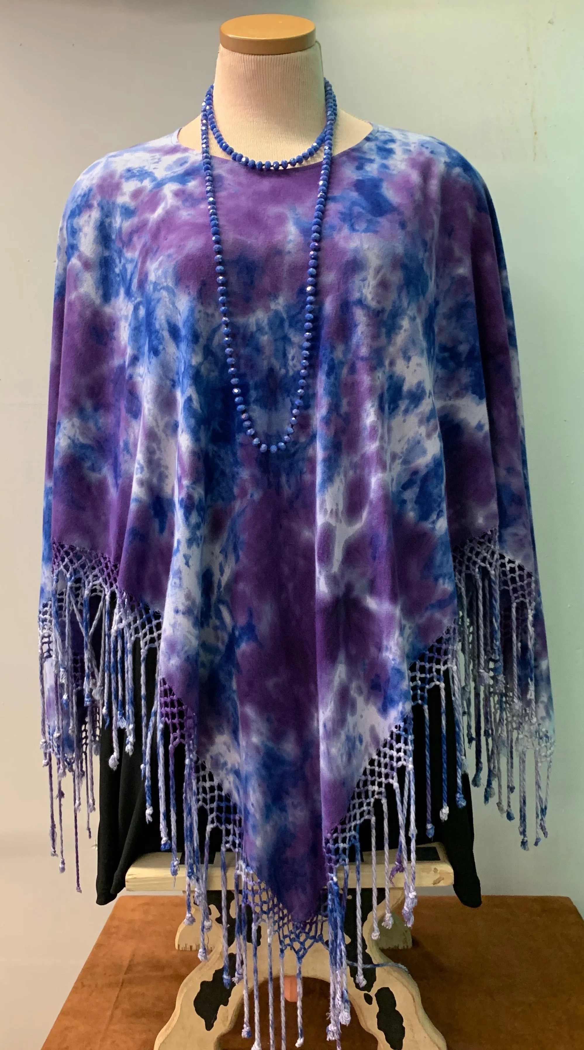 Tie Dye Fringed Ponchos