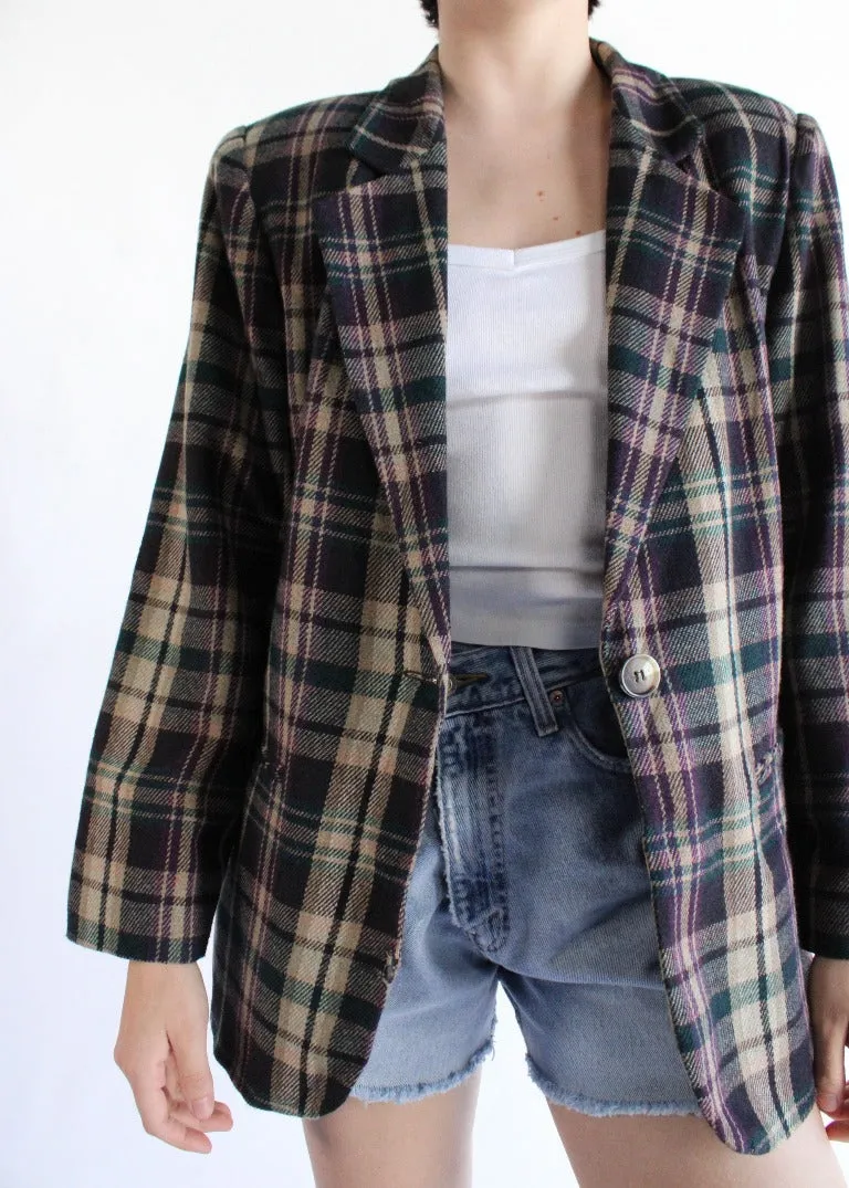 Vintage Plaid Blazer S0582