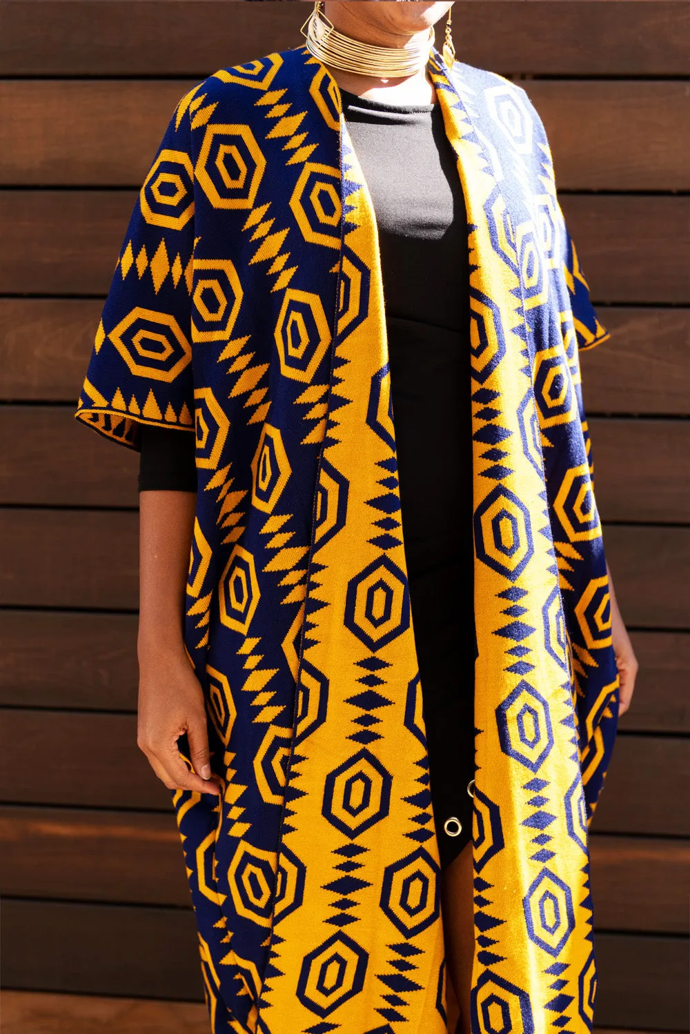Wakanda Kimono- Mustard/Blue